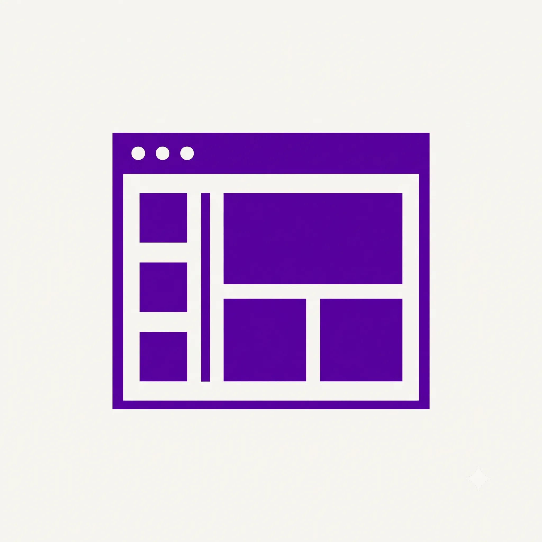 Icon of a browser window with a page layout, representing custom website design