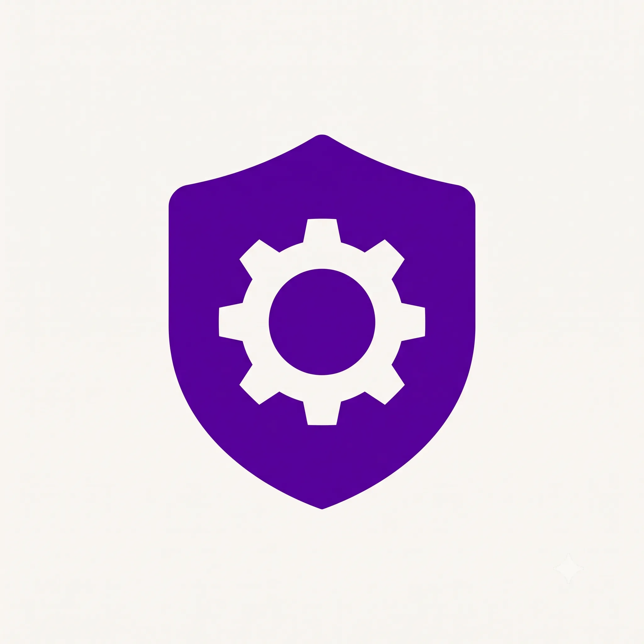 Icon of a shield with a gear, representing ongoing website security and maintenance
