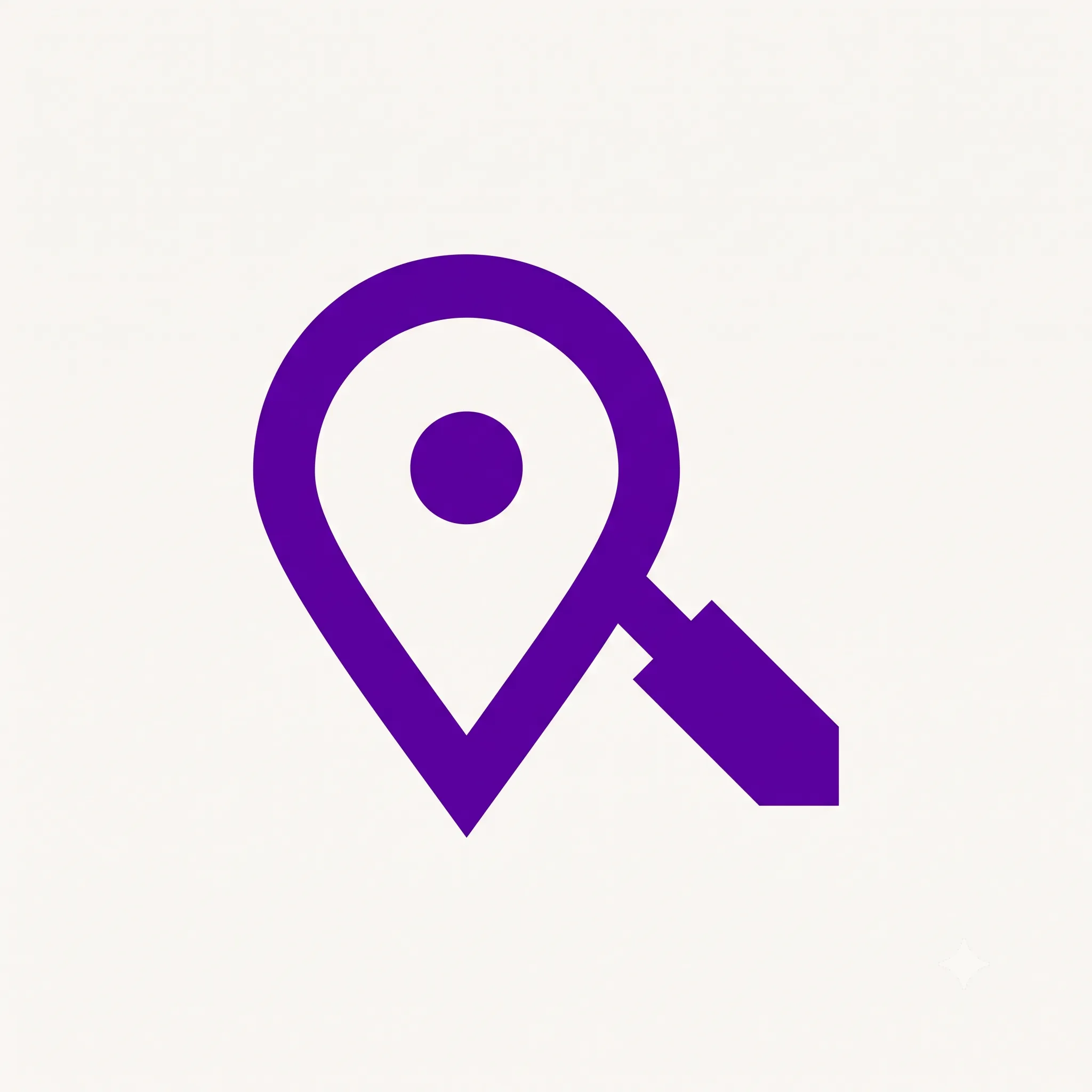 Icon of a map pin with a magnifying glass, representing local SEO and Google Maps search